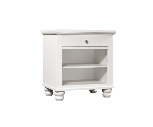 Transitional 1-Drawer Nightstand with Adjustable Shelf