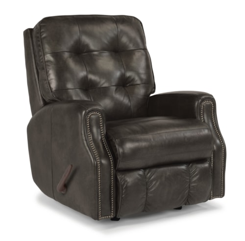 Button Tufted Swivel Glider Recliner with Nailheads