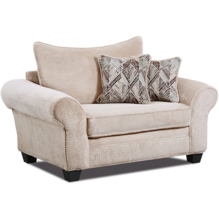 Transitional Chair & a Half with Loose Back Pillow - Sand