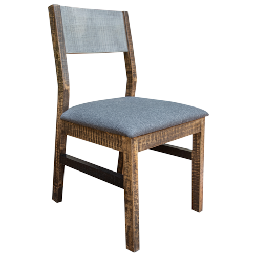 Rustic Dining Side Chair with Upholstered Seat