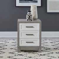 Modern Farmhouse 3-Drawer Chairside Table with Charging Station