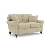 Transitional Loveseat with Rolled Arms