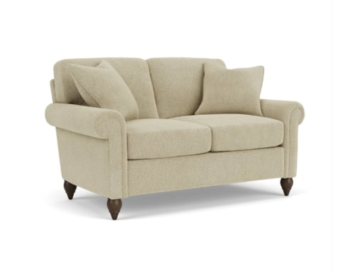 Transitional Loveseat with Rolled Arms