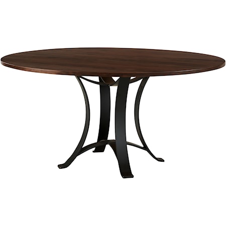 Transitional 60" Round Dining Table with Metal Base