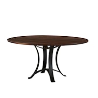 Transitional 60" Round Dining Table with Metal Base