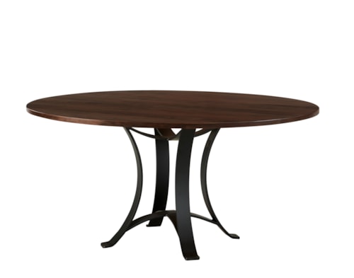 Transitional 60" Round Dining Table with Metal Pedestal Base