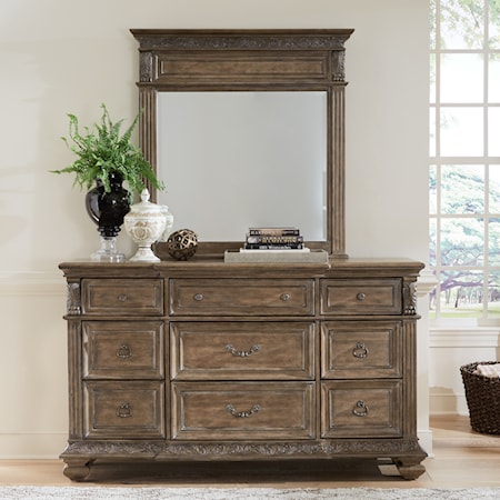 9-Drawer Dresser and Mirror Set