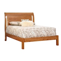Transitional California King Sleigh Bed with Low-Profile Footboard