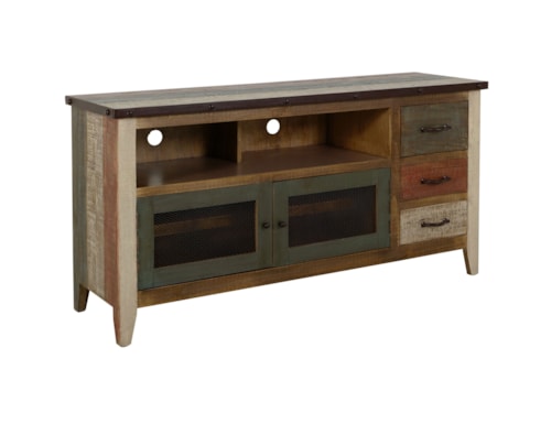 Rustic 62" TV Stand with Wire Management
