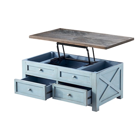 Two Drawer Lift Top Cocktail Table