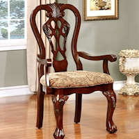 Set of 2 Traditional Dining Arm Chairs with Upholstered Seat