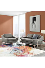 Modway Harness Stainless Steel Base Leather Loveseat & Armchair Set