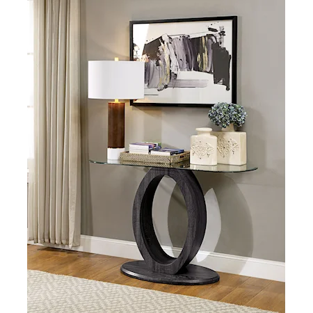 Contemporary Sofa Table with Tempered Glass Top