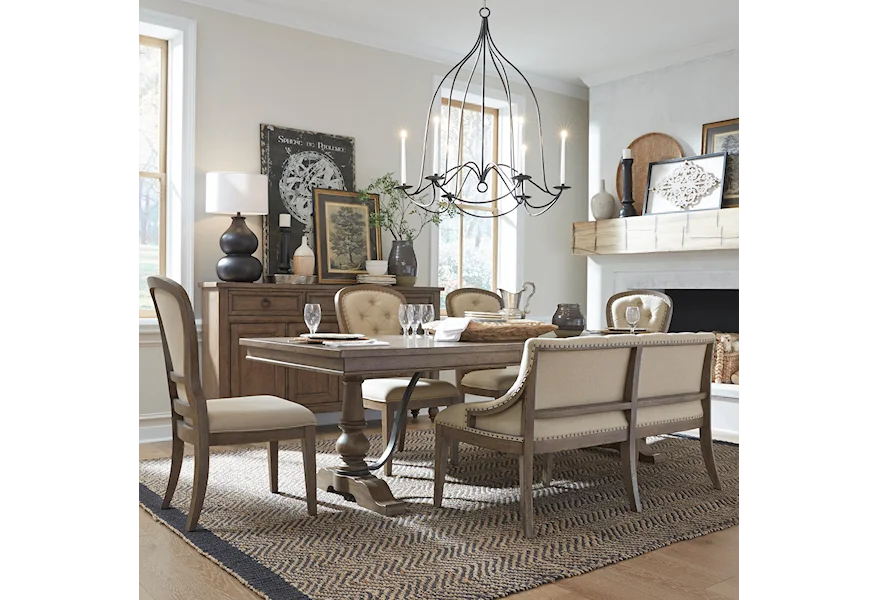 Americana Farmhouse Six-Piece Trestle Dining Set by Liberty Furniture at H & F Home Furnishings