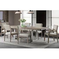 Contemporary Rustic 7-Piece Dining Set with Upholstered Chairs