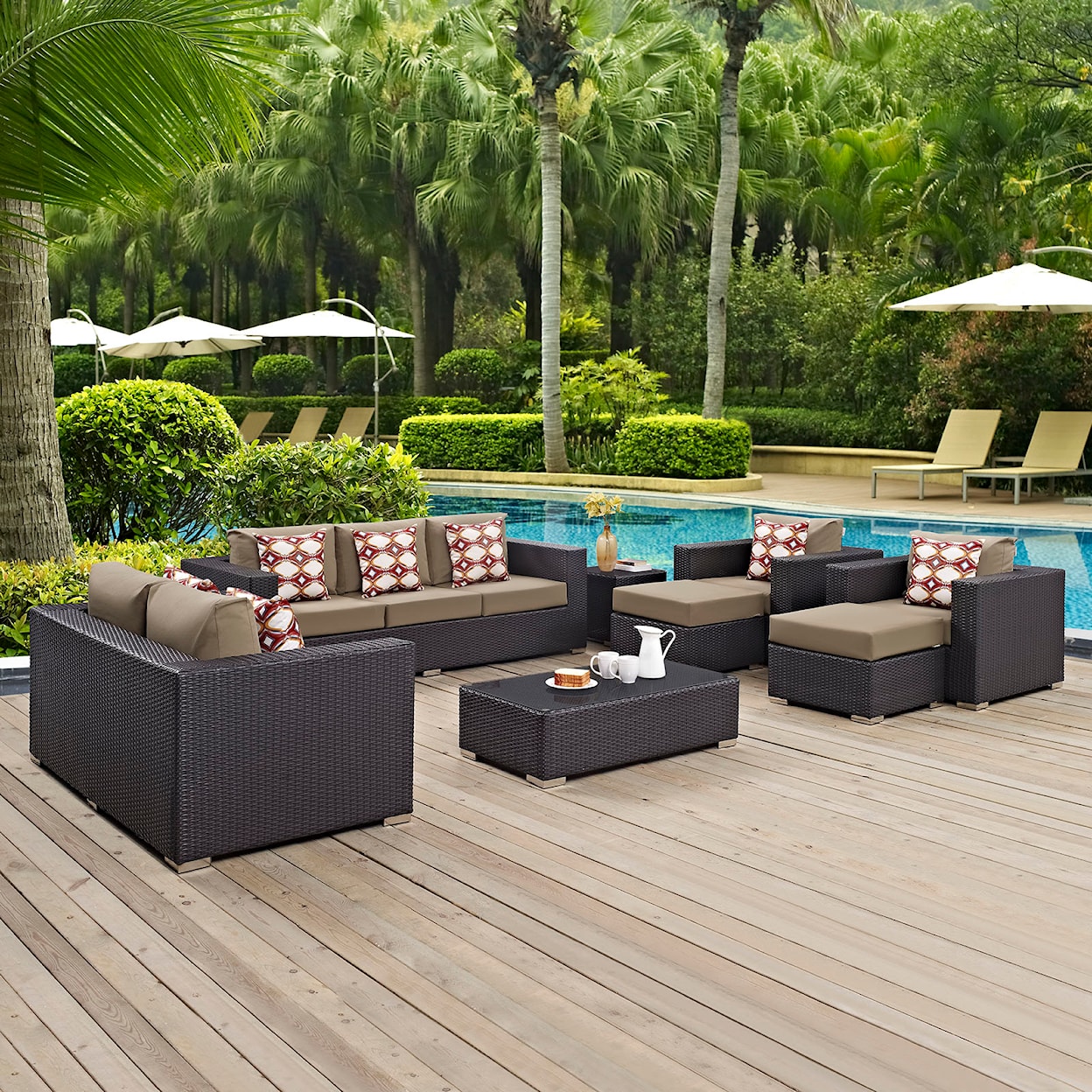 Modway Convene Outdoor 9 Piece Sofa Set