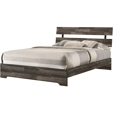 Rustic Twin Bed with Slat Headboard