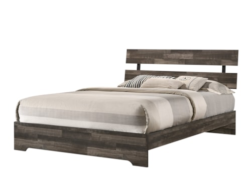 Rustic Full Bed with Slat Headboard