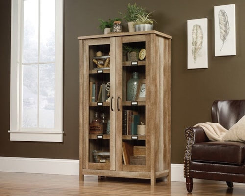 Farmhouse 2-Door Display Cabinet with Glass Panels