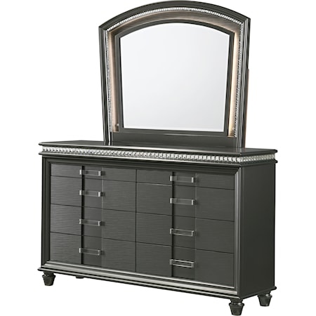 Dresser and Mirror Set