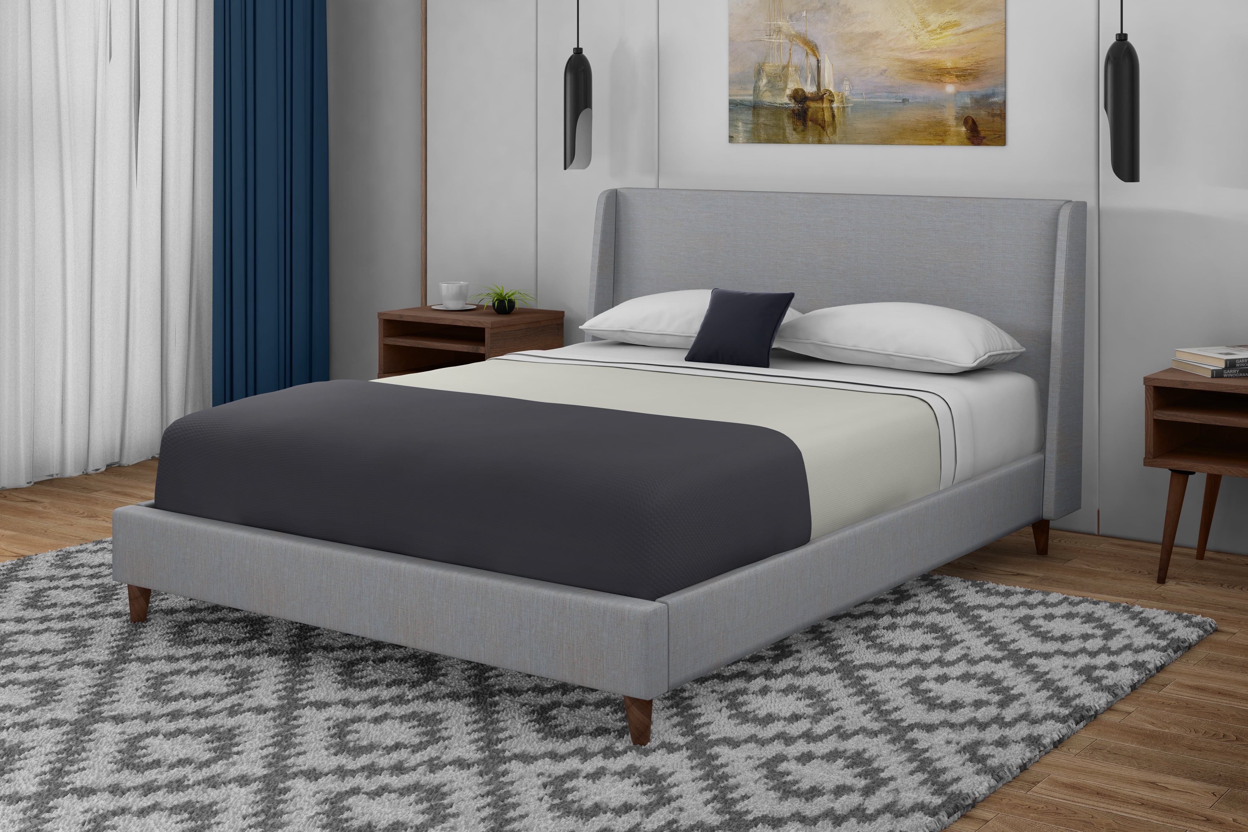 Bernards Maddison Upholstered Queen Bed-in-a-Box Set