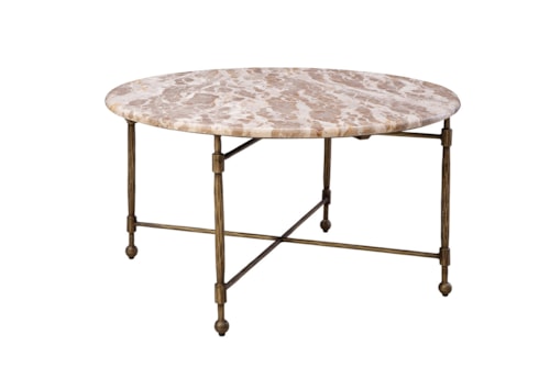 Transitional Round Coffee Table with Marble Top