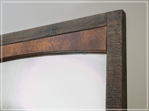 Rustic Queen Panel Bed with Copper Accents