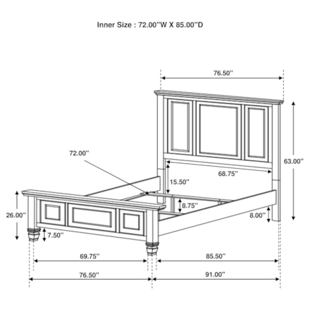 Wood Cal King Panel Bed