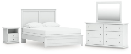 Queen Panel Bed, Dresser, Mirror And Nightstand
