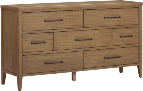 Mid-Century Modern 7-Drawer Dresser with Felt-Lined Top Drawers