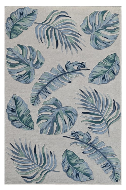 Cove 3005 Ivory/Blue Leaves Area Rug