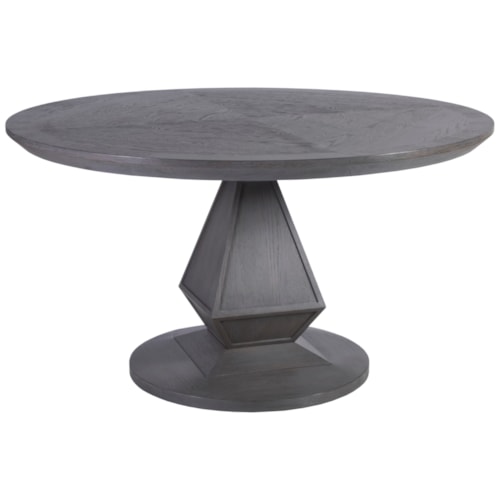 Transitional Round Gray Pedestal Dining Table