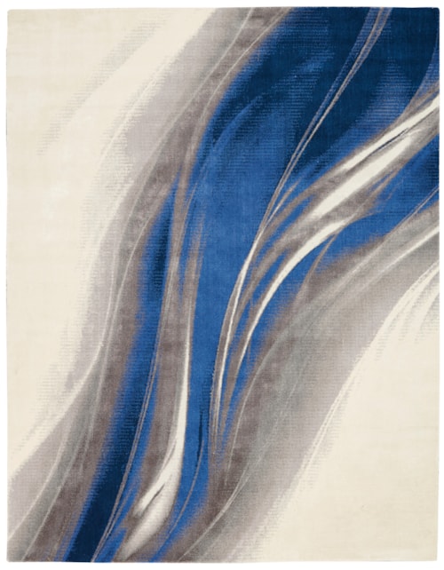 8'6" x 11'6" Ivory Grey Blue Rectangle Rug