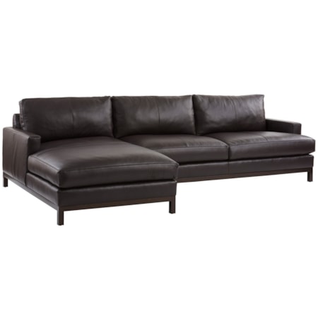 2-Piece Leather Sectional Sofa w/Bronze Base