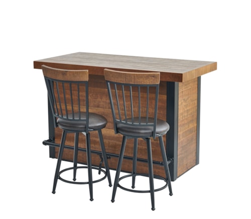 Rustic Bar Set with Stemware Storage
