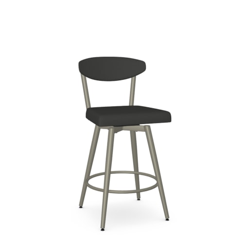 Contemporary Upholstered Counter Height Swivel Stool with Open Back