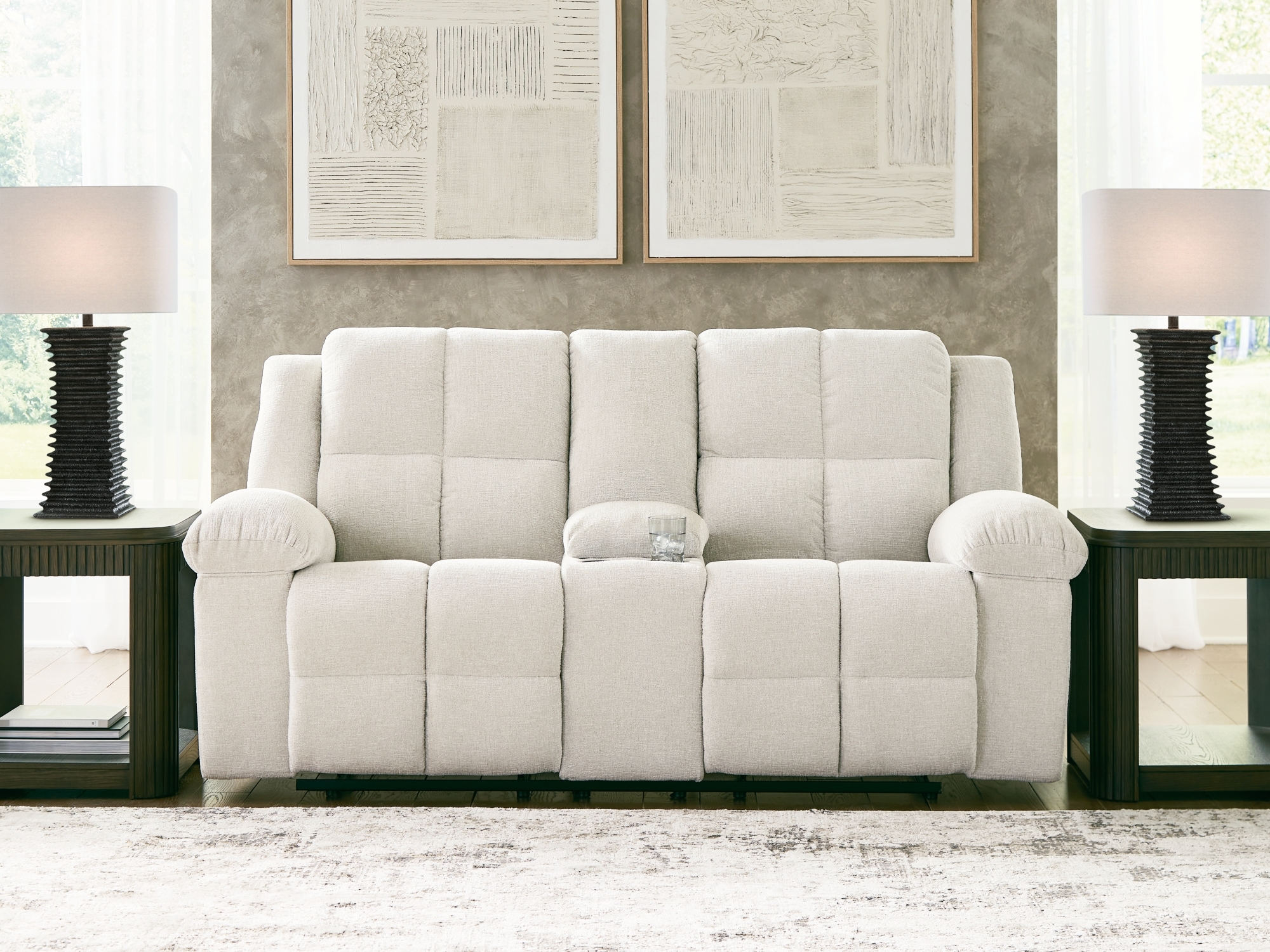 Ashley Orlen Dbl Rec Loveseat W/console