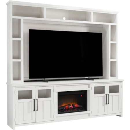 98" Fireplace Console and Hutch
