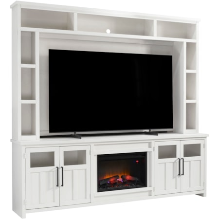 98" Fireplace Console and Hutch