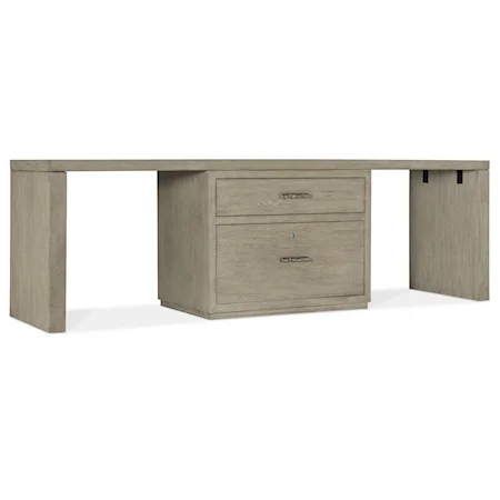Casual 96" Storage Desk with Center Lateral File Cabinet