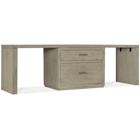 Casual 96" Storage Desk with Center Lateral File Cabinet