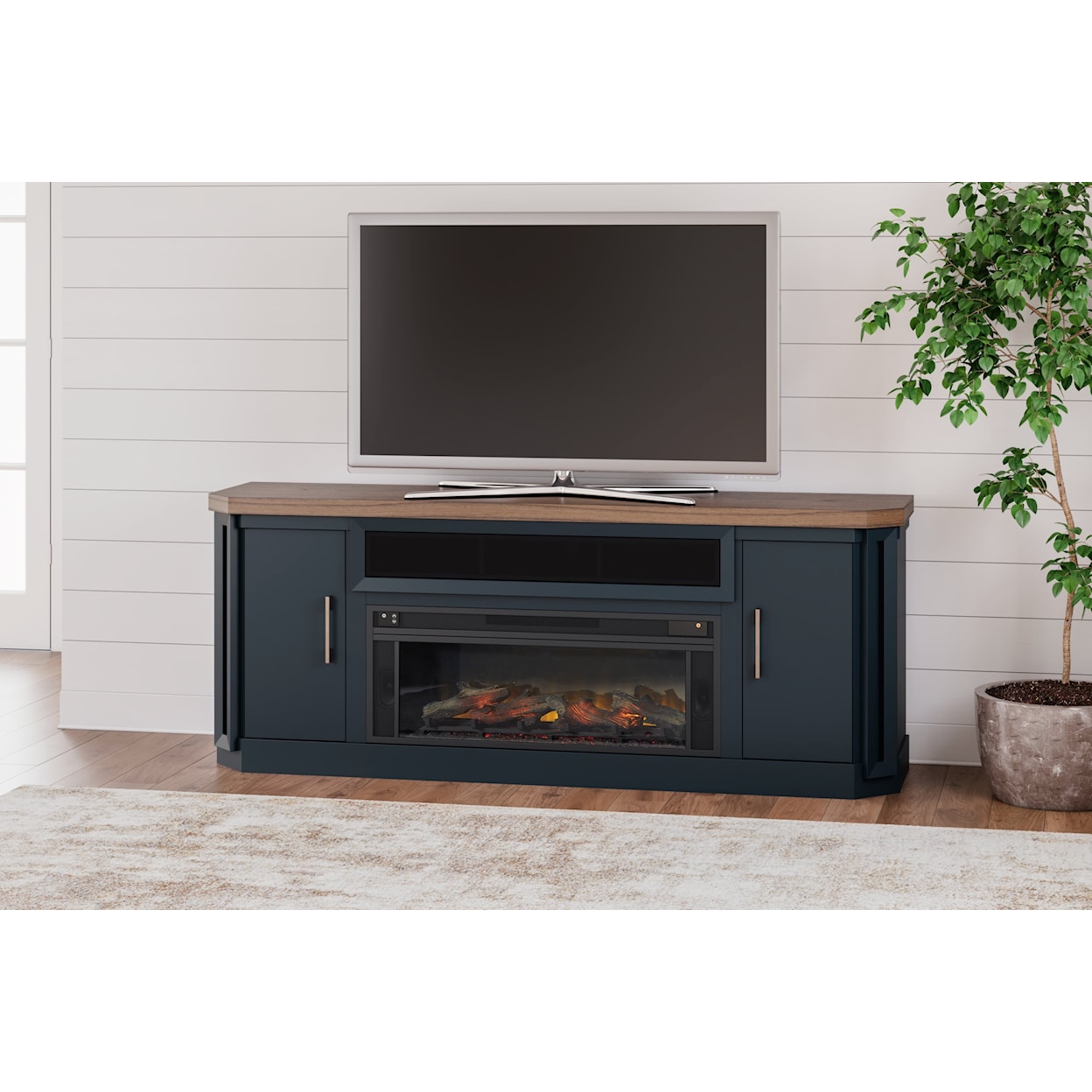 Benchcraft Landocken 83" TV Stand with Electric Fireplace
