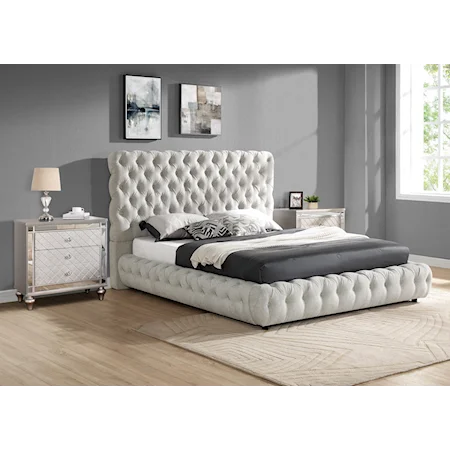 Contemporary Tufted Upholstered Bed - Queen
