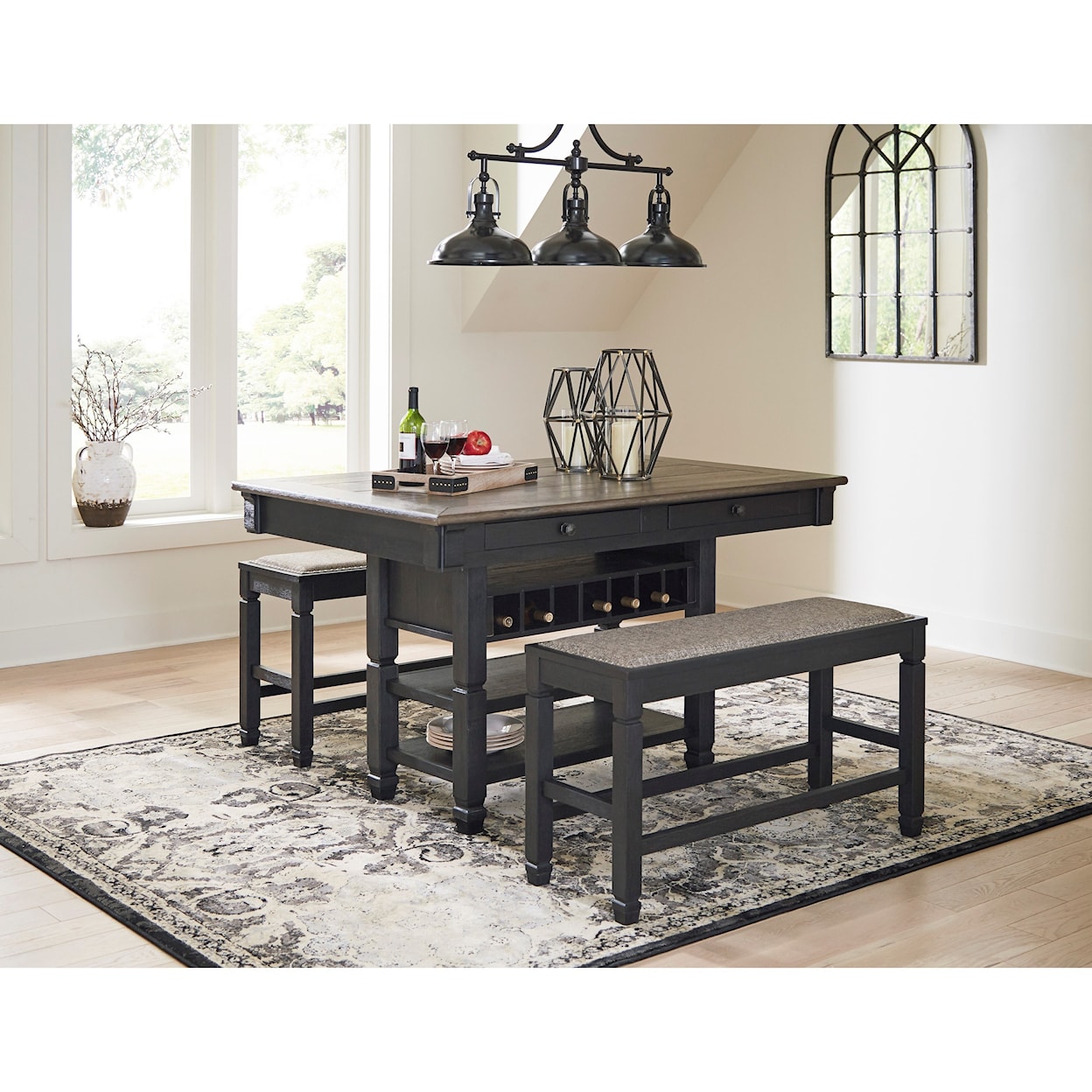 Ashley Furniture Signature Design Tyler Creek 3-Piece Counter Table and Bench Set