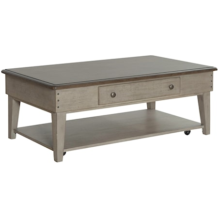 Modern Farmhouse Rectangular Cocktail Table with Storage