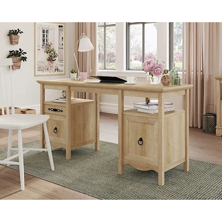 Traditional Executive Computer Desk with Storage Shelves & Drawers