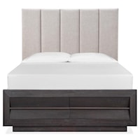Contemporary Queen Upholstered Bed with Channel Tufted Headboard and Footboard Storage