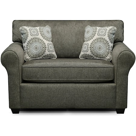 Casual Upholstered Twin Sleeper Sofa with Rolled Arms