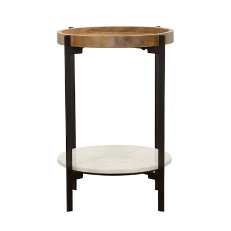 Adhvik Side Table w/ Marble Shelf and