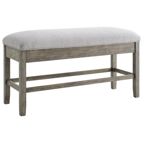 Transitional Upholstered Counter-Height Storage Bench with Memory Foam Topper